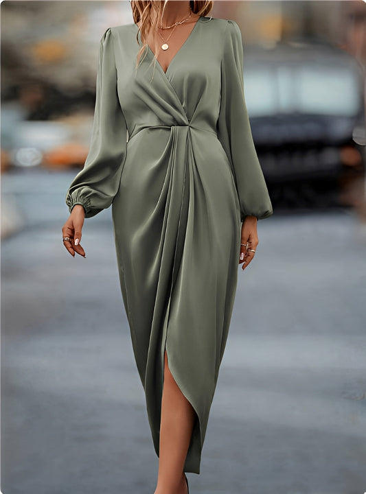 Long Sleeve Satin Maxi Dress