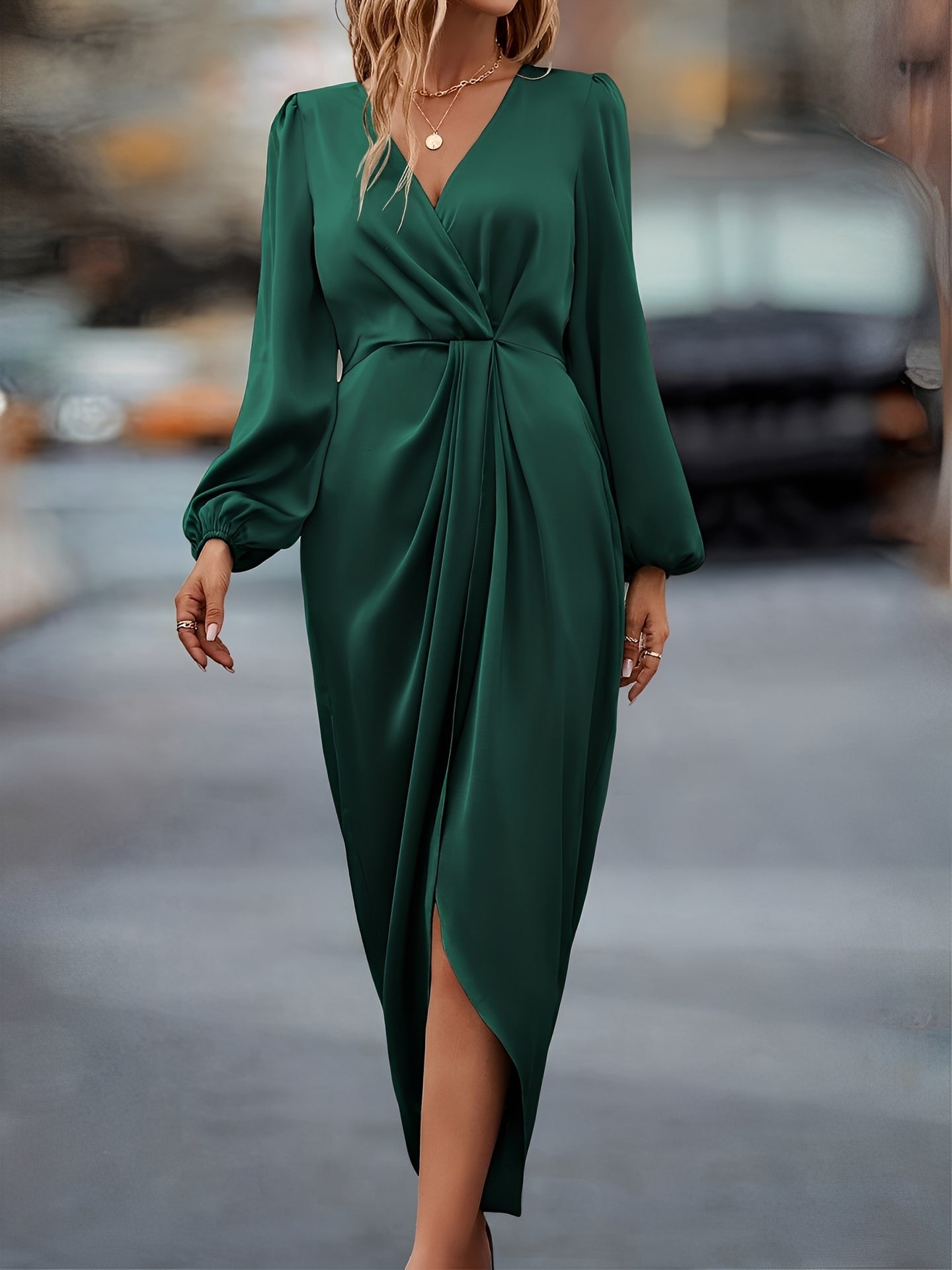Long Sleeve Satin Maxi Dress