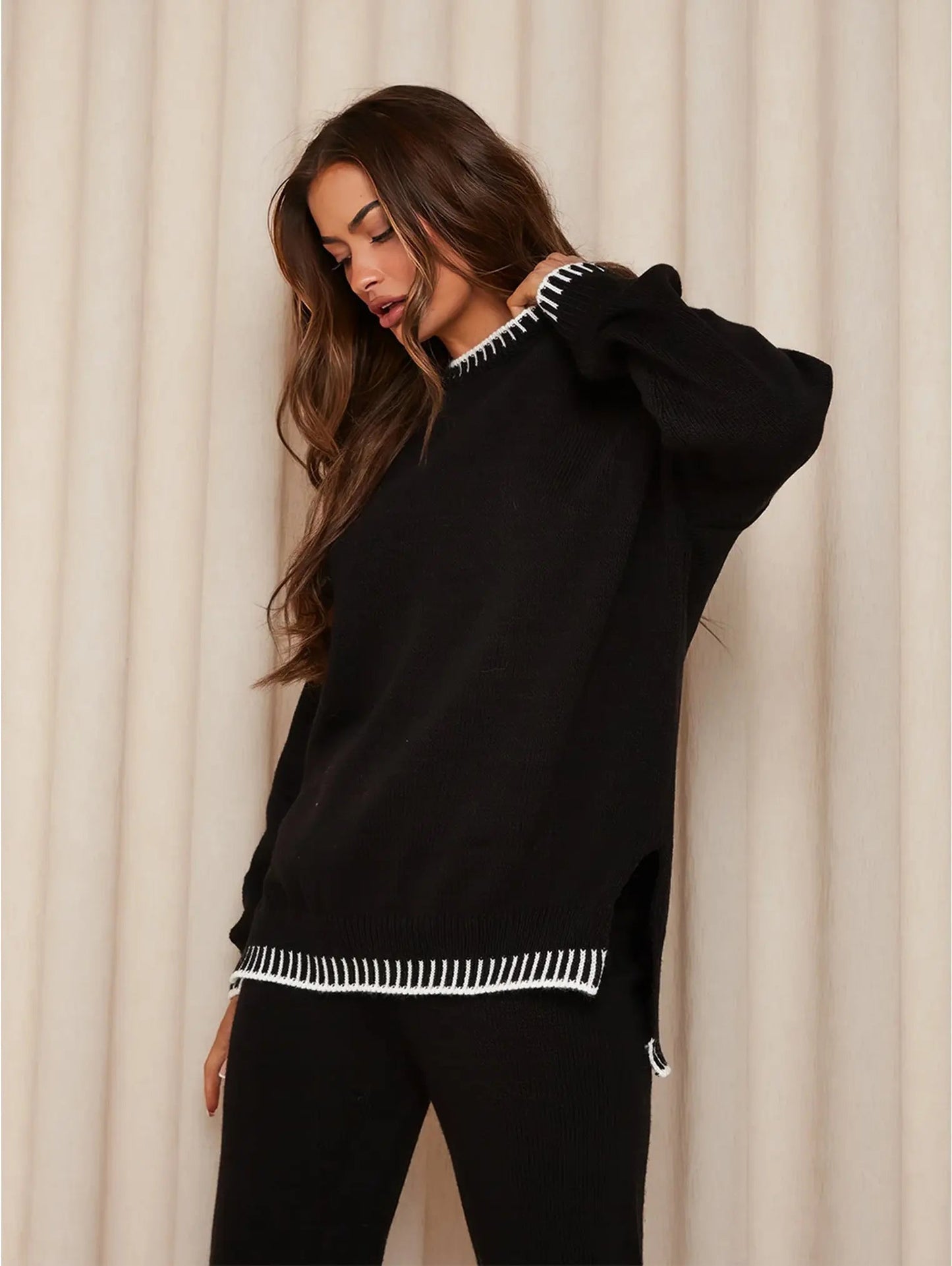 Wool Knit Two-Piece Relaxed Fit Lounge Set