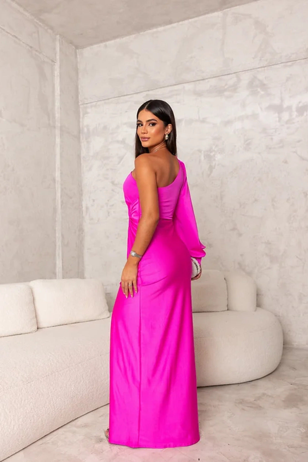 Satin One Shoulder Dress