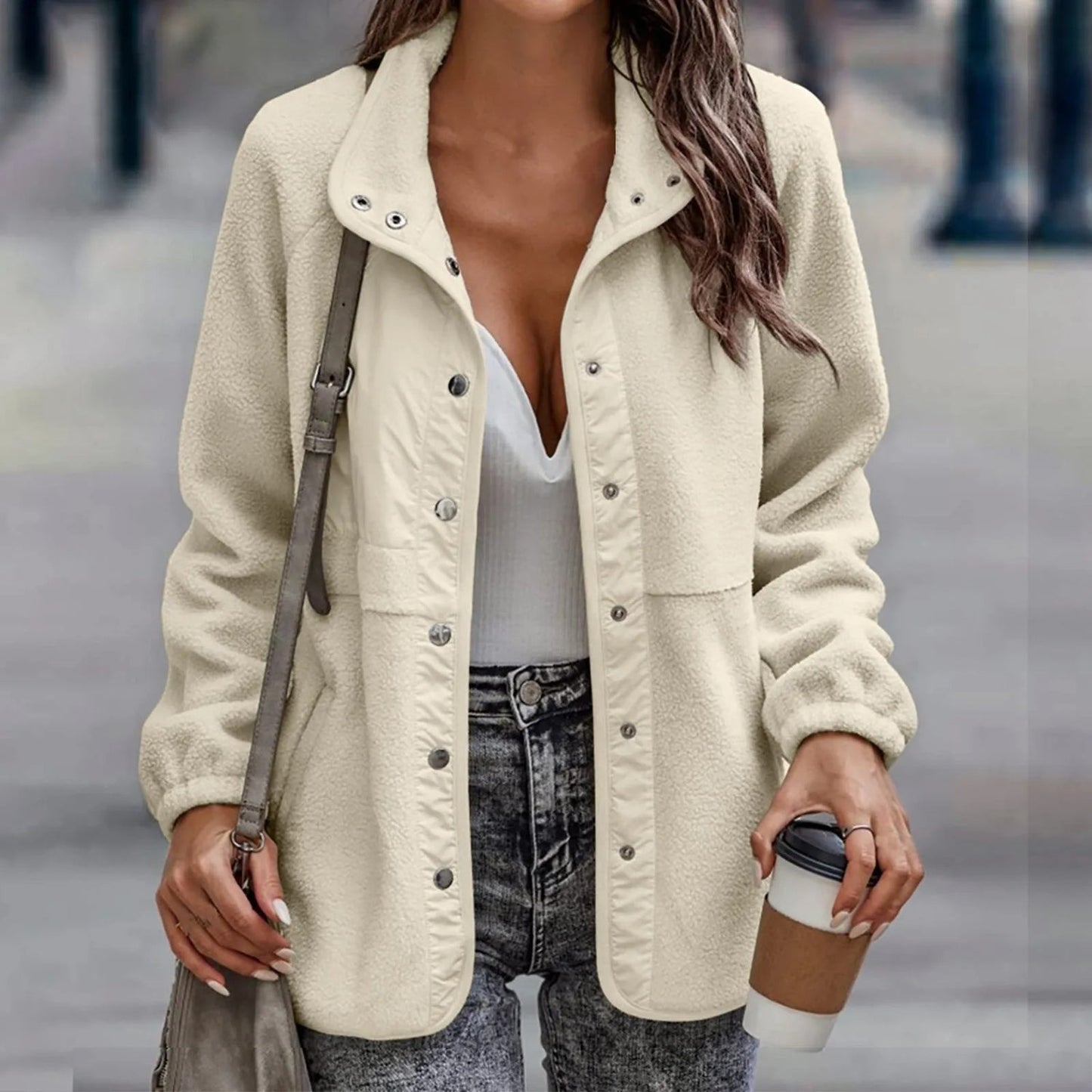 Fleece Button Front Jacket