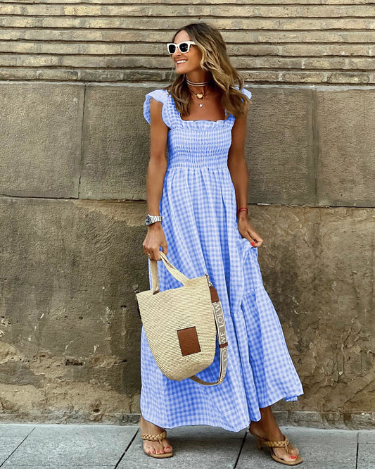 Sabrina - Vestido maxi con estampado de guinga