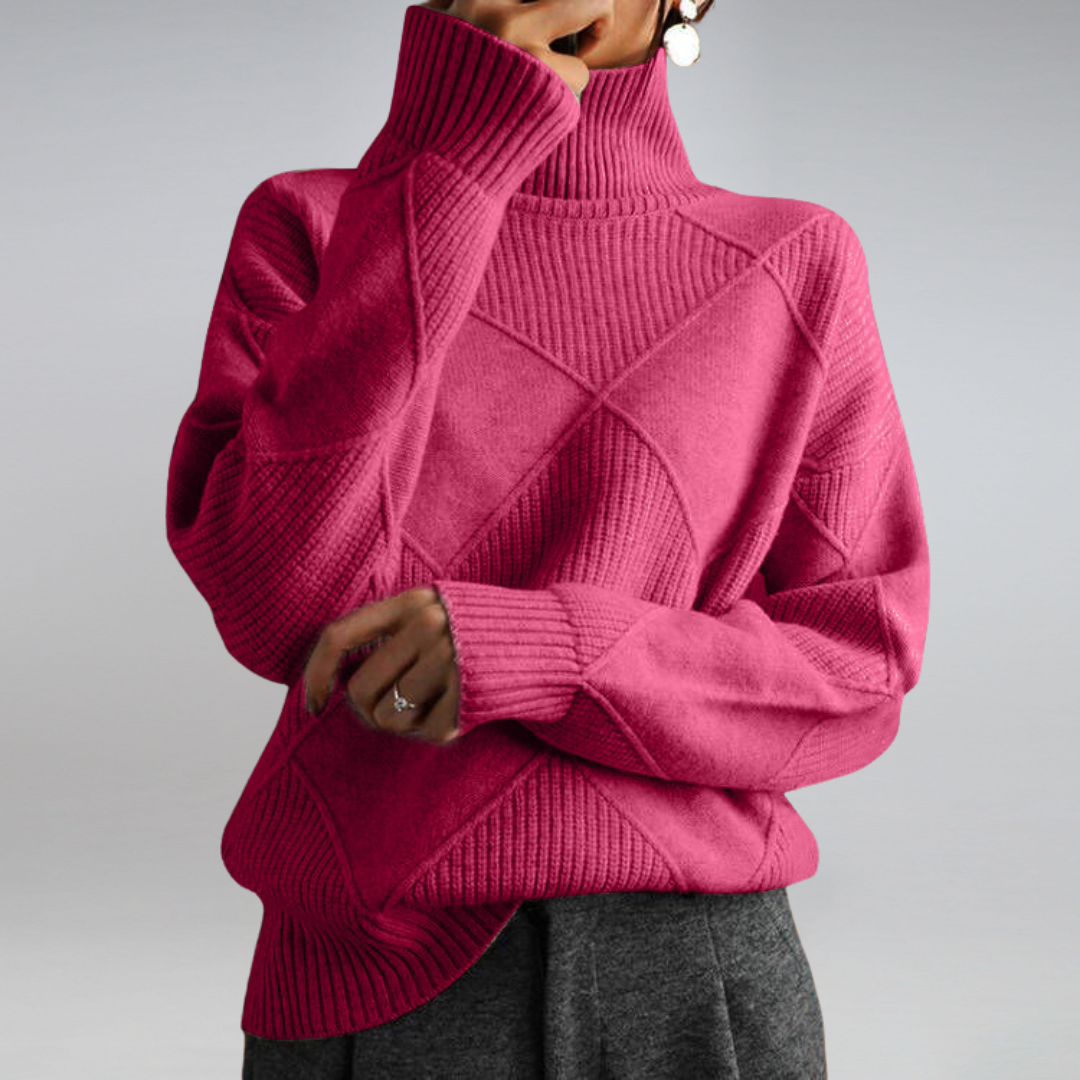 Diamond Pattern Turtleneck Sweater