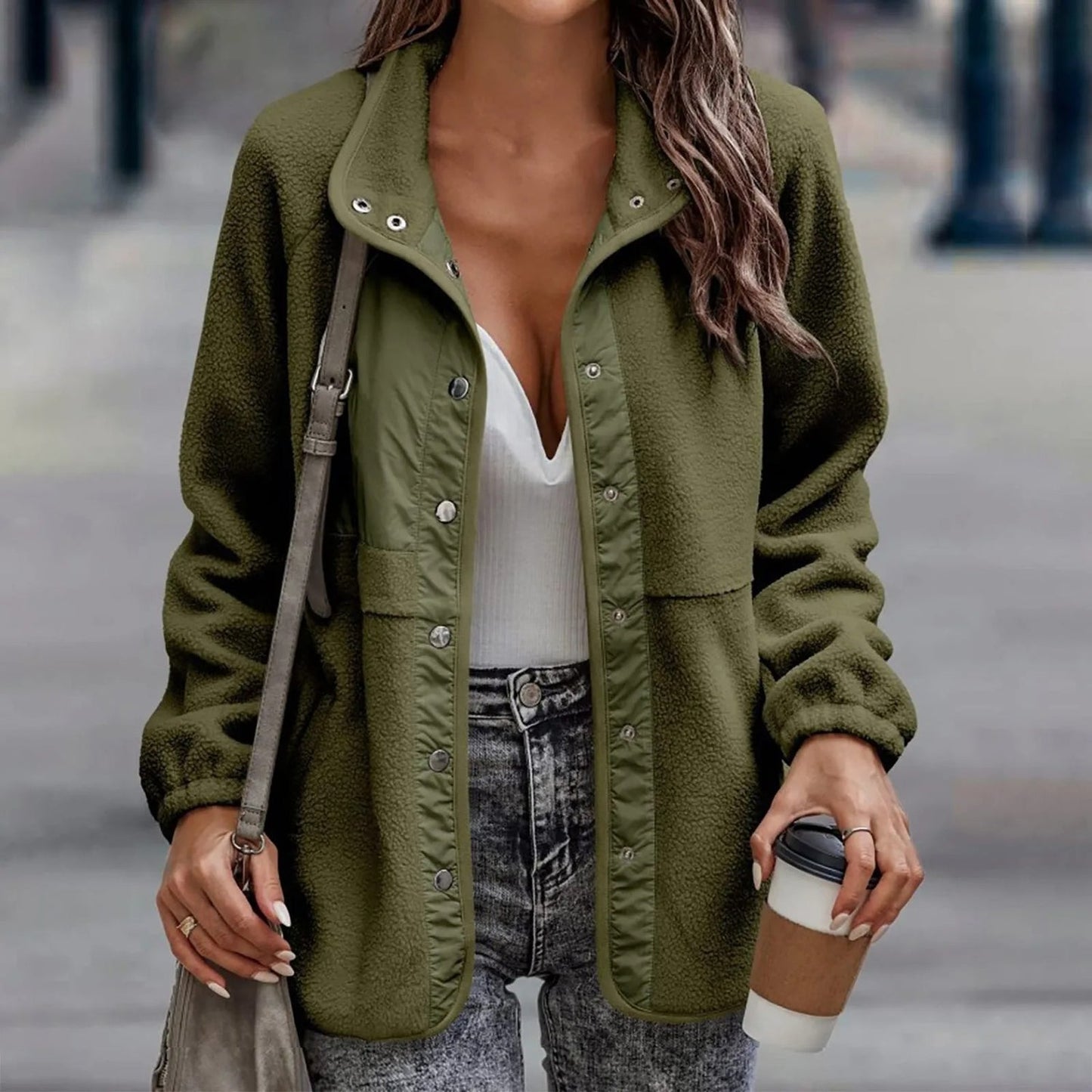 Fleece Button Front Jacket