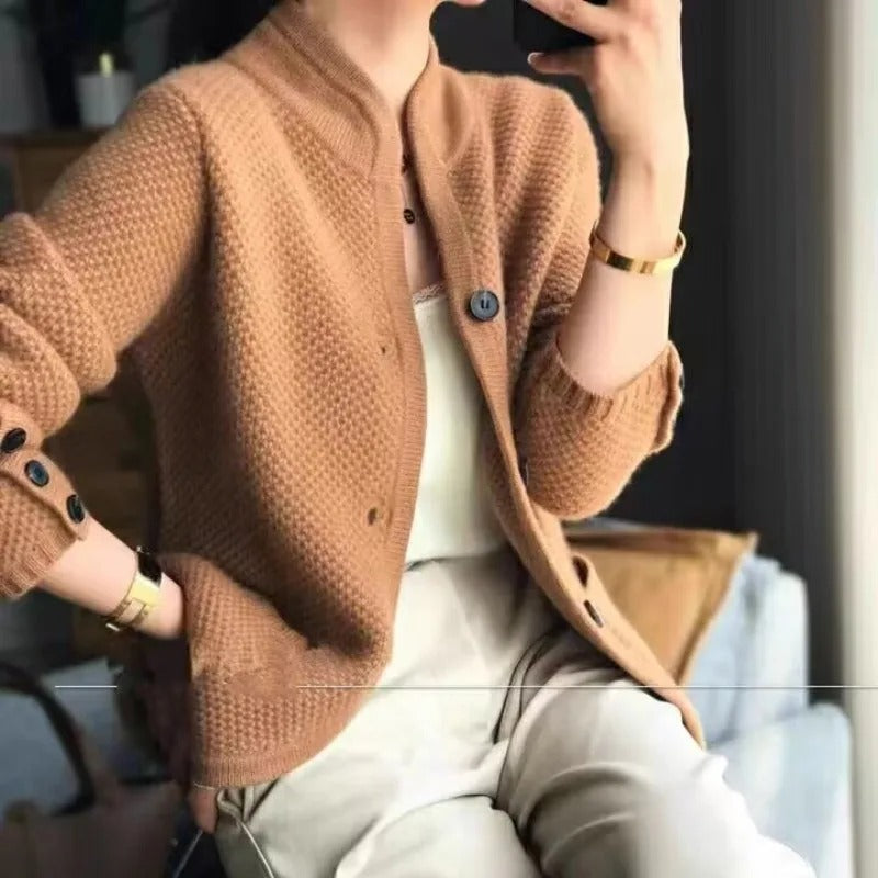 Cashmere Textured Button Cardigan