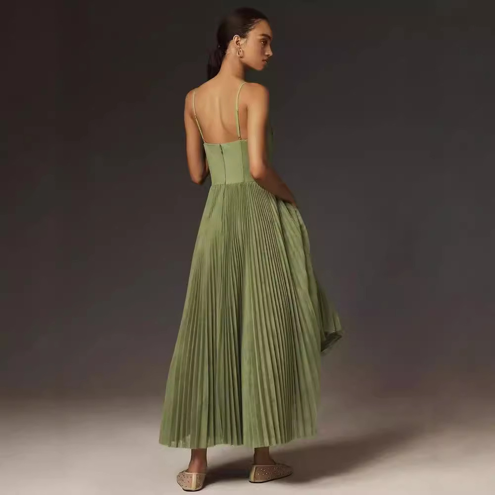 Elina - Maxivestido plisado de tirantes finos