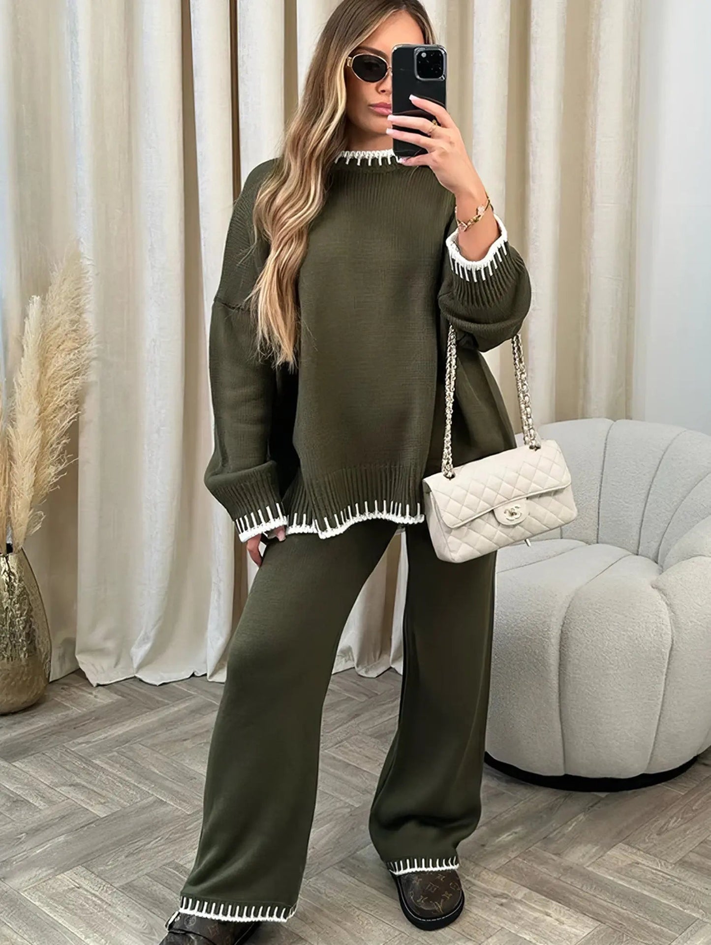 Wool Knit Two-Piece Relaxed Fit Lounge Set