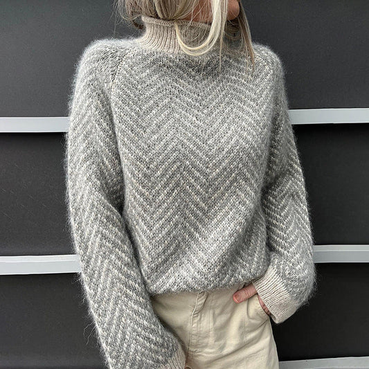 Cashmere Chevron Turtleneck Sweater