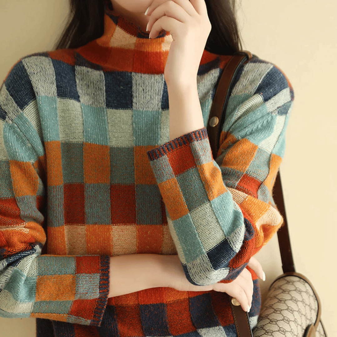 Cashmere Colorblock Turtleneck Sweater