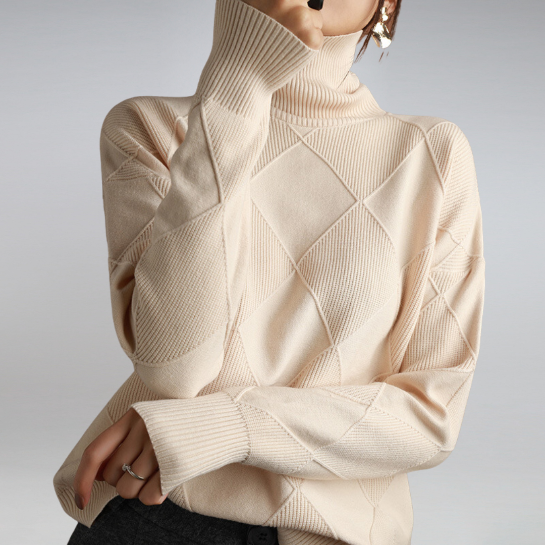 Diamond Pattern Turtleneck Sweater