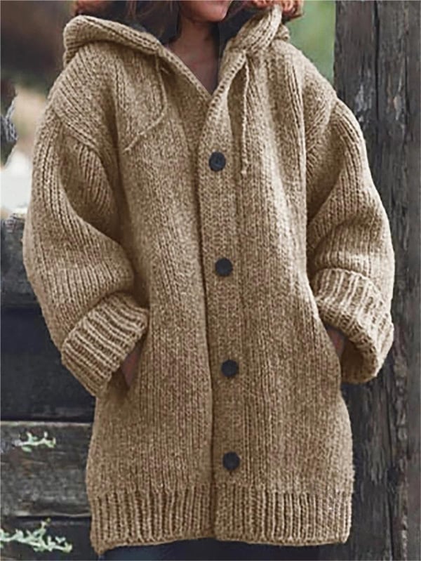 Women’s Knitted Hooded Sweater Coat