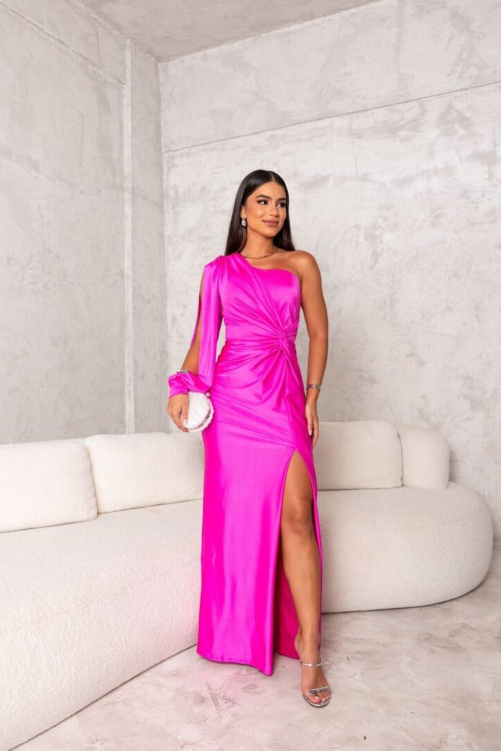 Satin One Shoulder Dress
