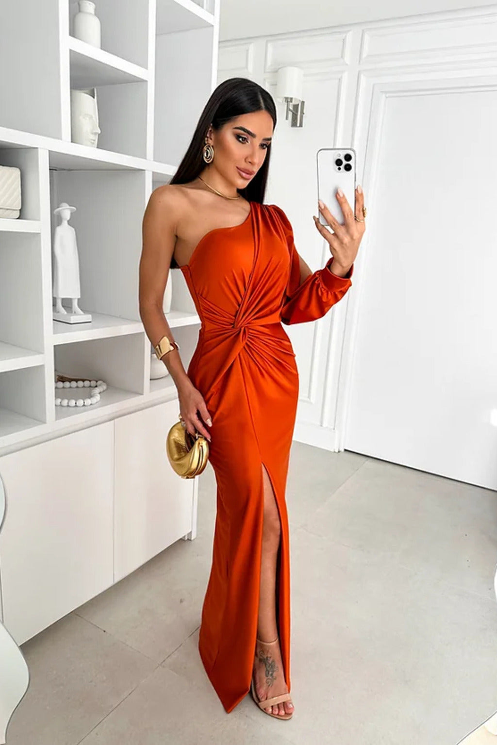 Satin One Shoulder Dress