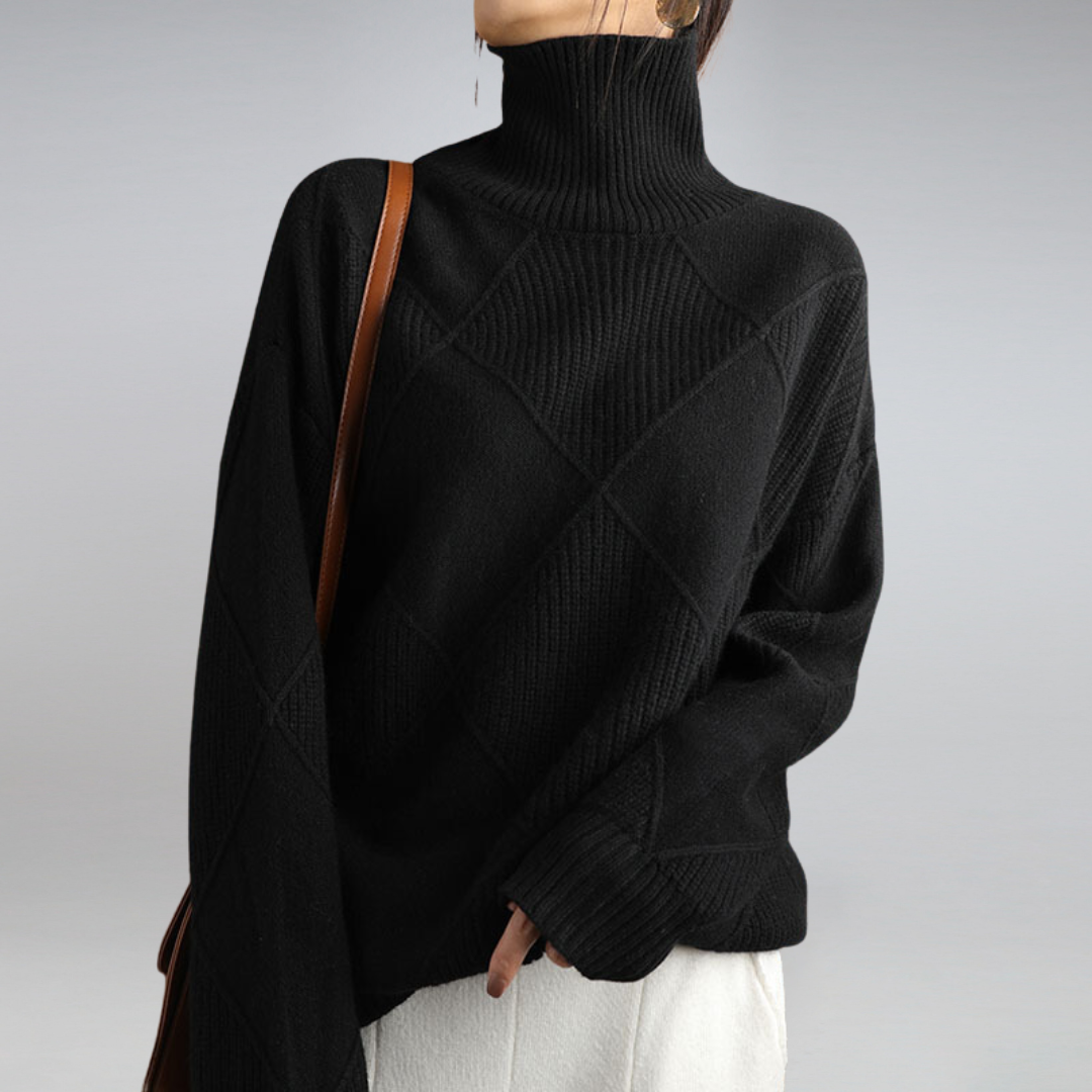 Diamond Pattern Turtleneck Sweater