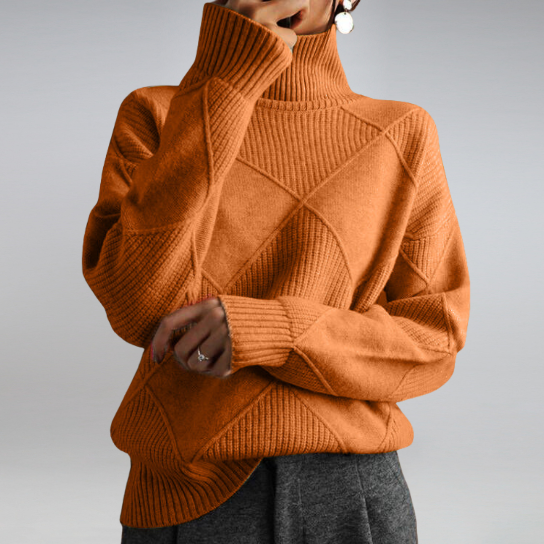 Diamond Pattern Turtleneck Sweater