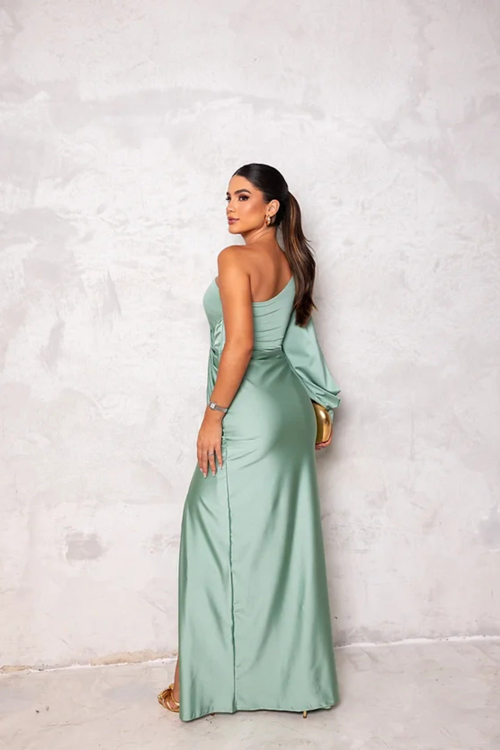 Satin One Shoulder Dress