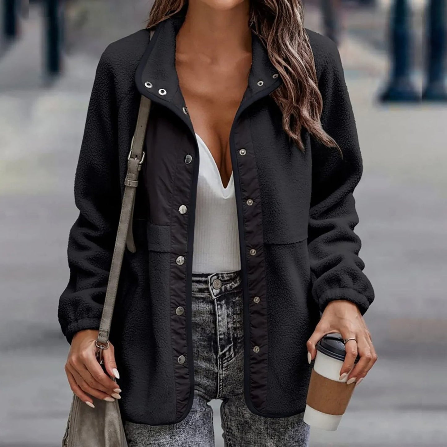 Fleece Button Front Jacket