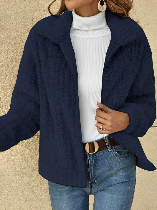 Women’s Fleece Jacket – Soft Textured Casual Outerwear