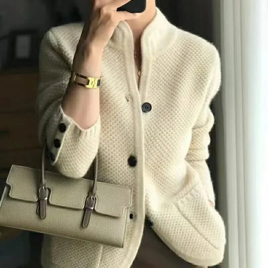 Cashmere Textured Button Cardigan