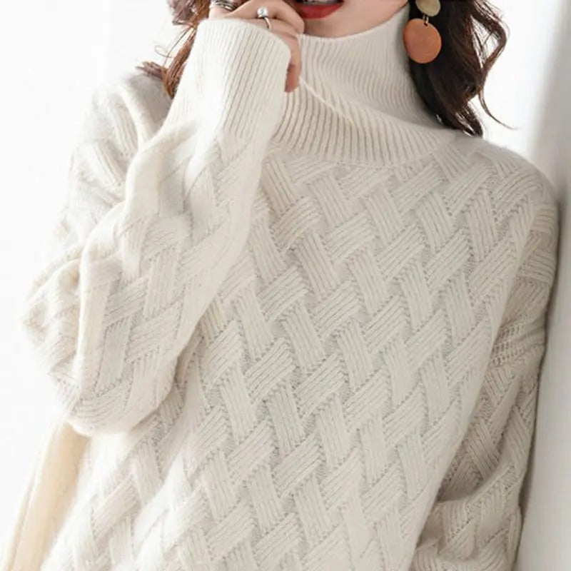 Cable Knit Cashmere Turtleneck Sweater