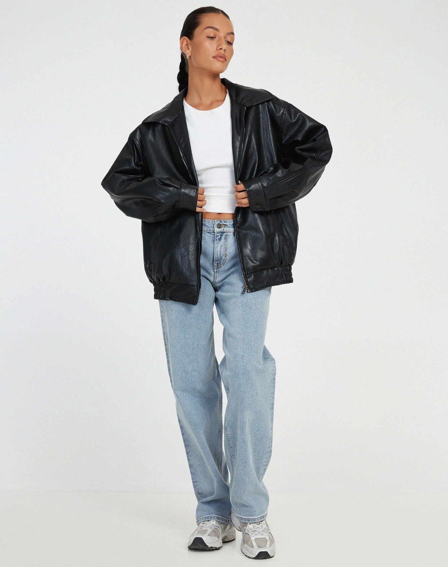 Oversized Brown Leather Jacket
