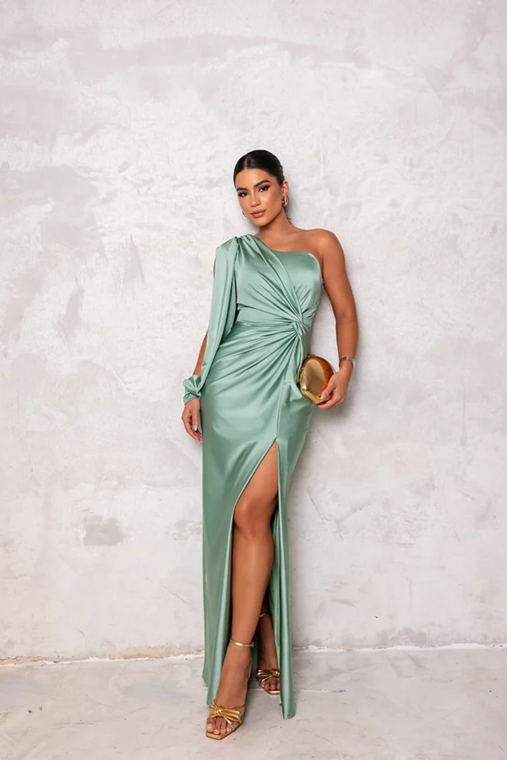 Satin One Shoulder Dress