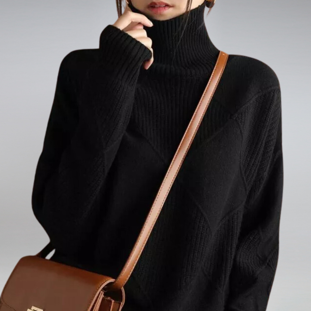 Diamond Pattern Turtleneck Sweater