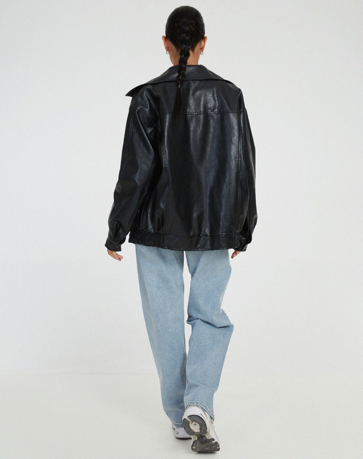 Oversized Brown Leather Jacket