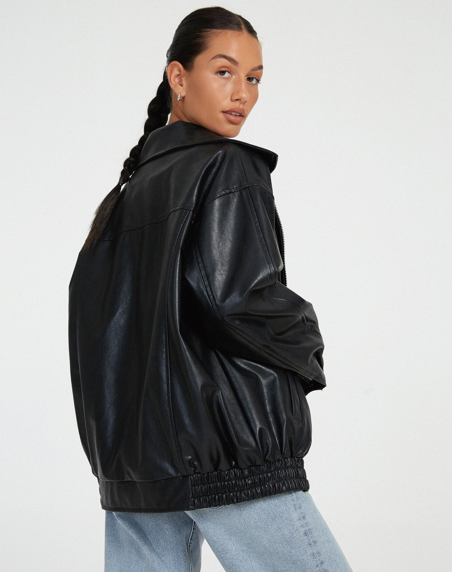 Oversized Brown Leather Jacket
