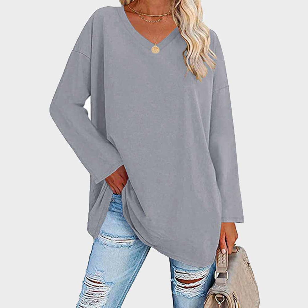 Oversized V-Neck Tunic Top