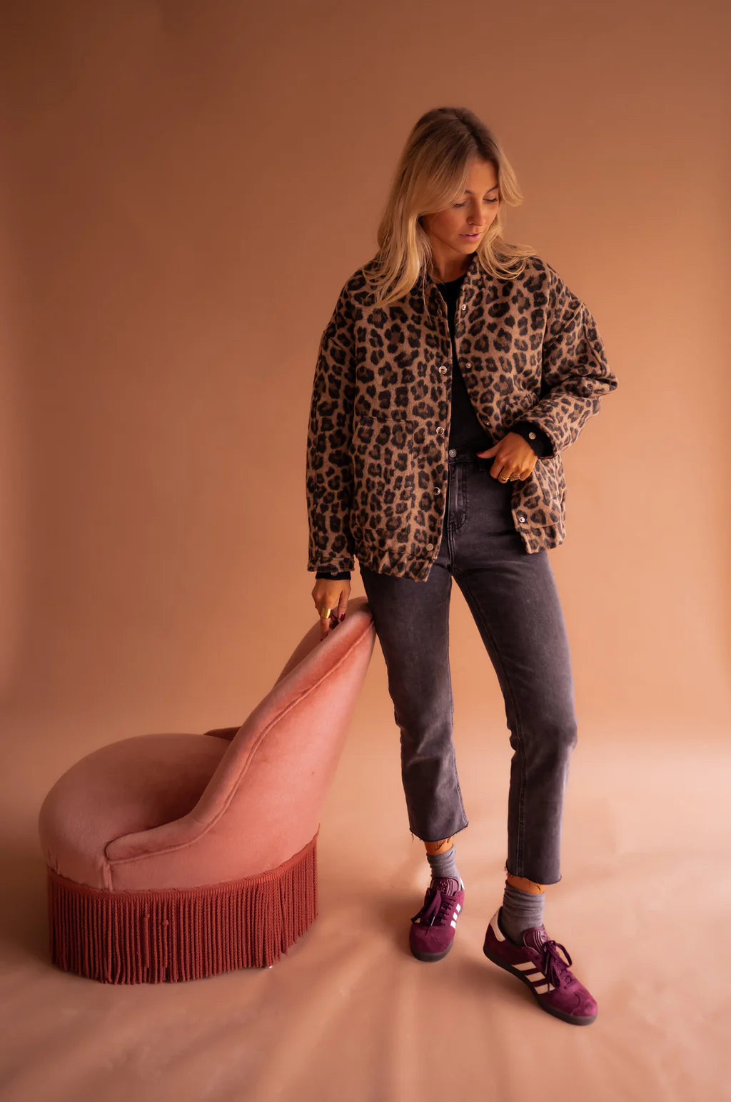 Leopard Print Button Jacket