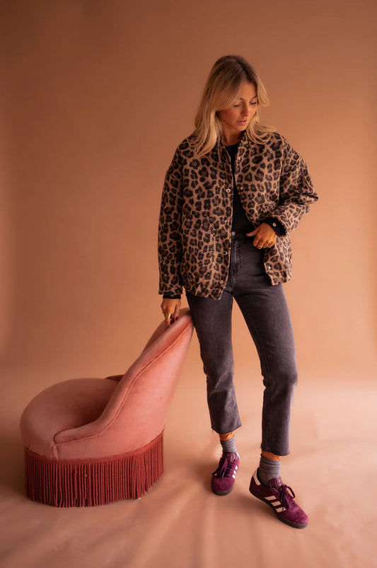 Leopard Print Button Jacket