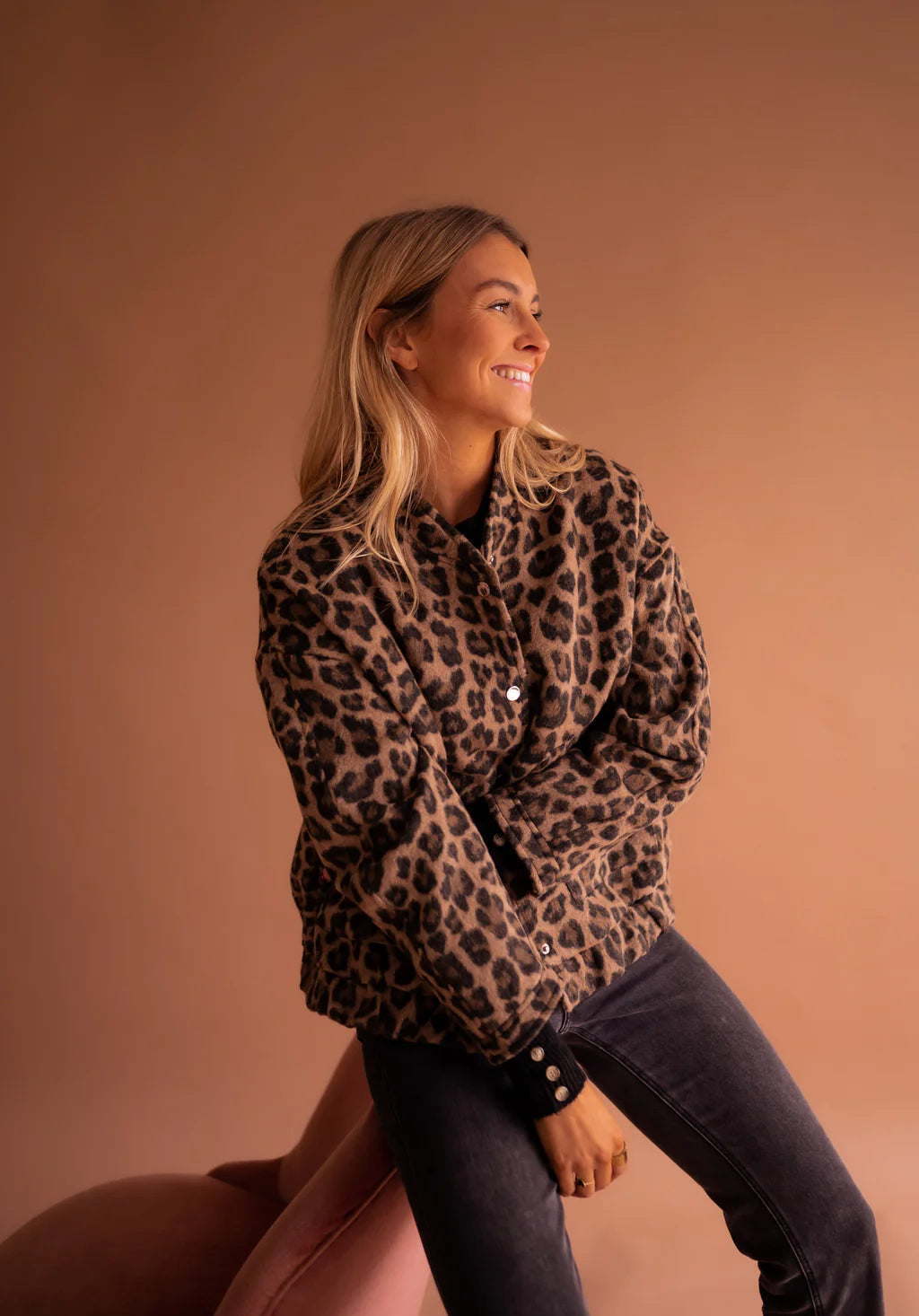Leopard Print Button Jacket