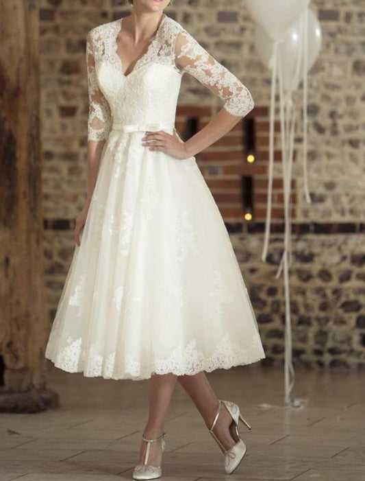 Lace Tea Length Dress