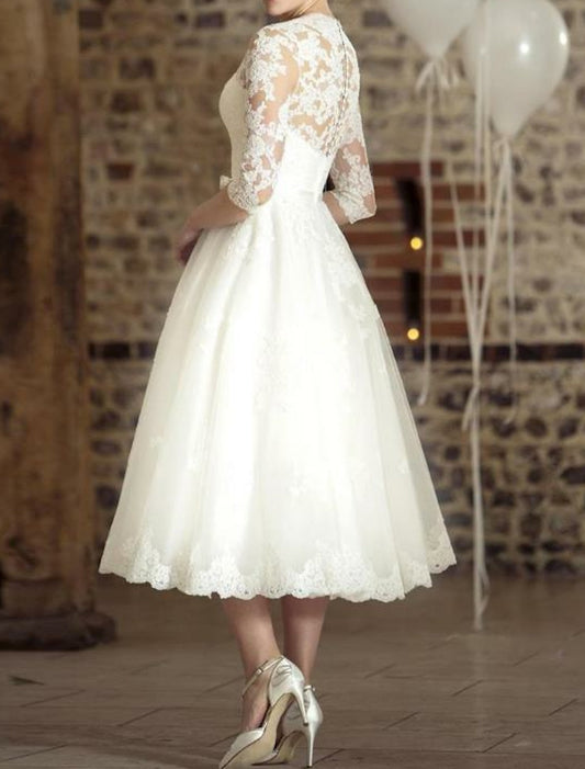 Lace Tea Length Dress