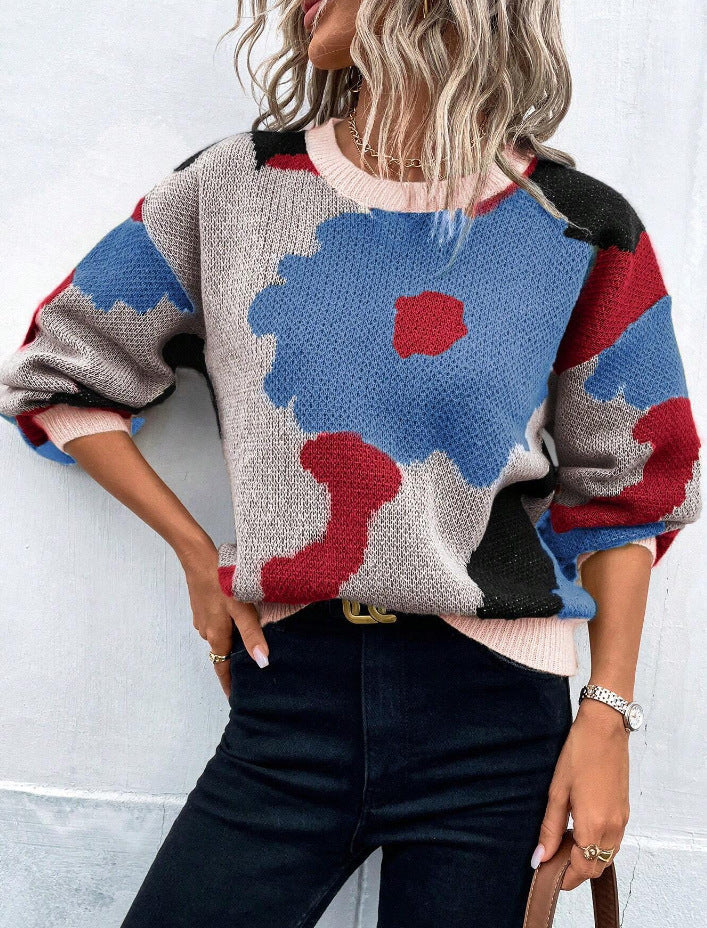 Floral Knit Sweater for Women