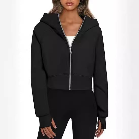 Cropped Zip Up Hoodie Jacket