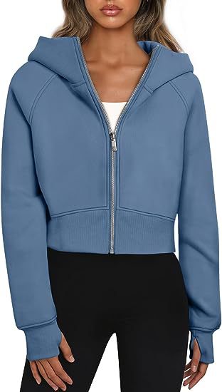 Cropped Zip Up Hoodie Jacket