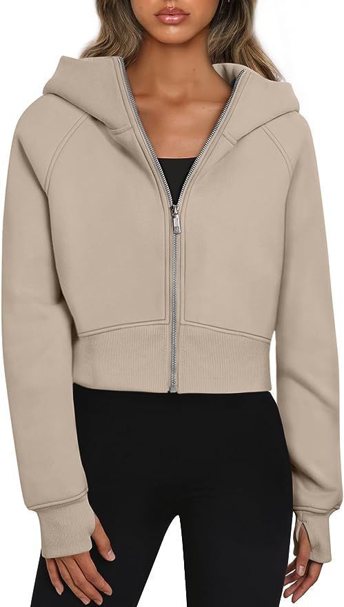 Cropped Zip Up Hoodie Jacket