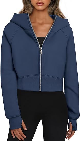 Cropped Zip Up Hoodie Jacket