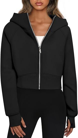 Cropped Zip Up Hoodie Jacket