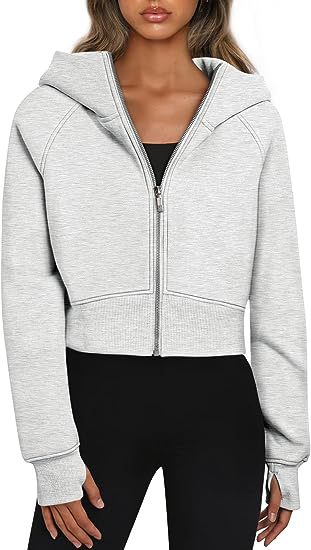 Cropped Zip Up Hoodie Jacket