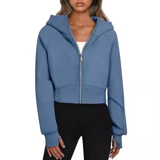 Cropped Zip Up Hoodie Jacket