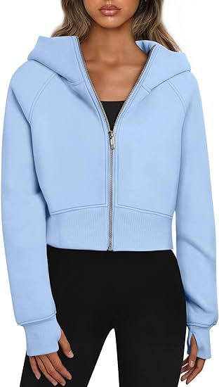 Cropped Zip Up Hoodie Jacket