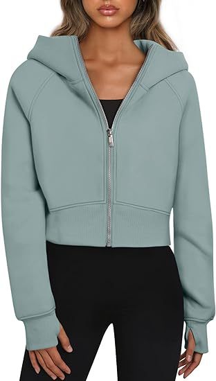 Cropped Zip Up Hoodie Jacket
