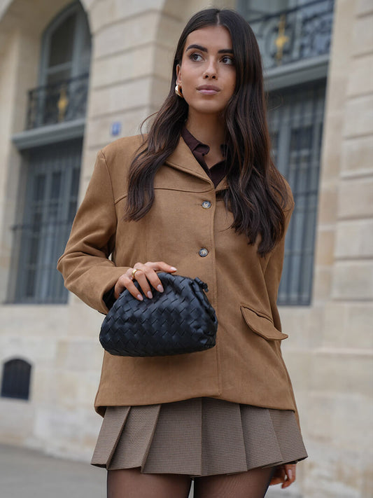 Suede Button Blazer
