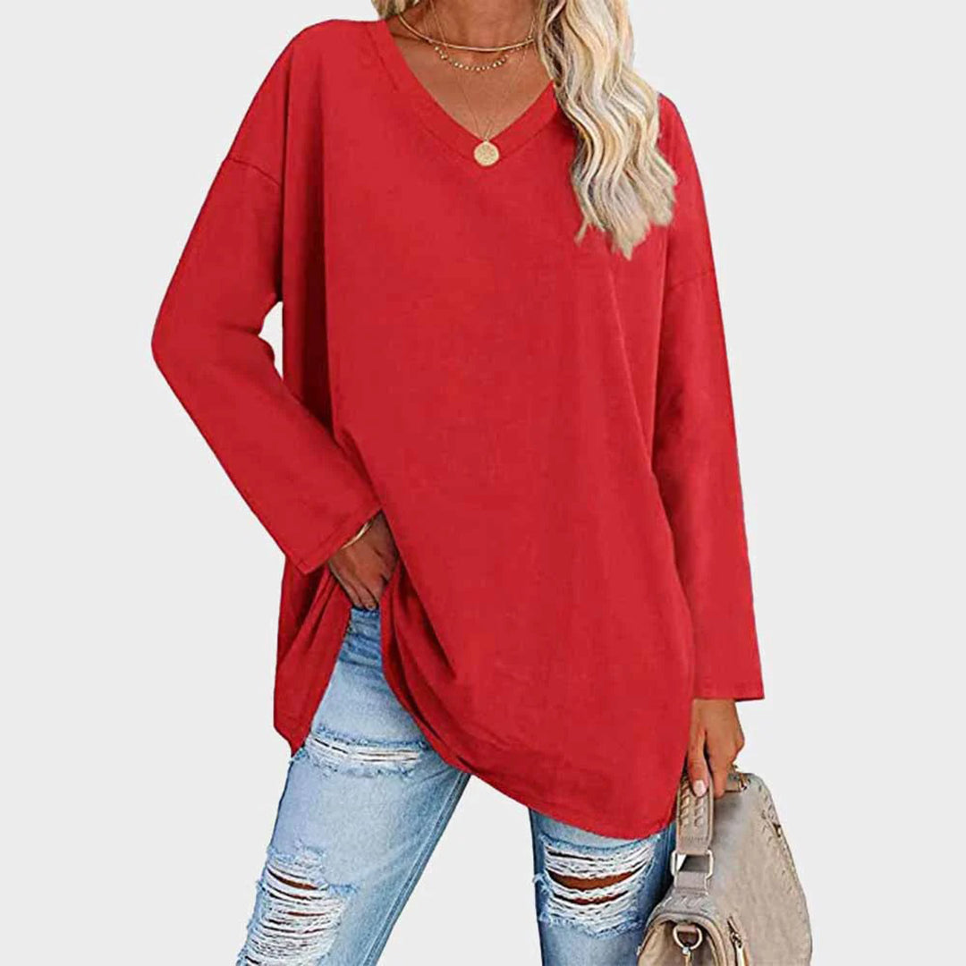 Oversized V-Neck Tunic Top