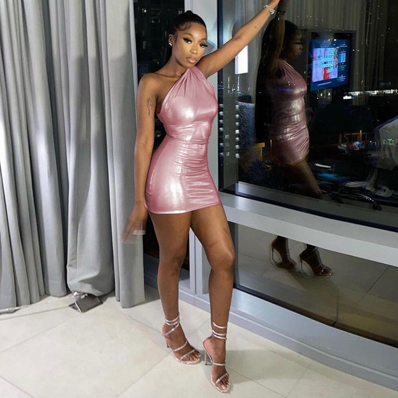 One Shoulder Bodycon Mini Dress