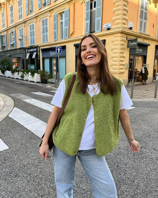 Fleece Button-Front Vest