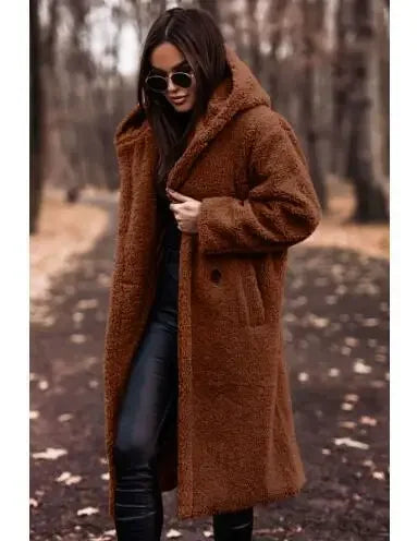 Pinklinda | Damen Langer Wollmantel mit Kapuze für den Winter